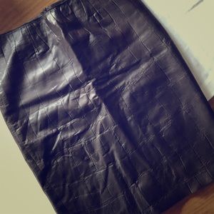 Brown leather pencil skirt